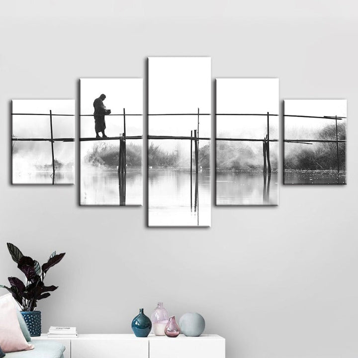 5 Piece Water Bridge - Canvas Wall Art Painting | Bowlift