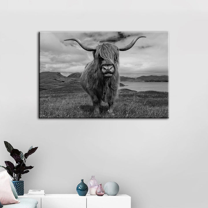 Black And White Cow - Canvas Wall Art Painting | Bowlift