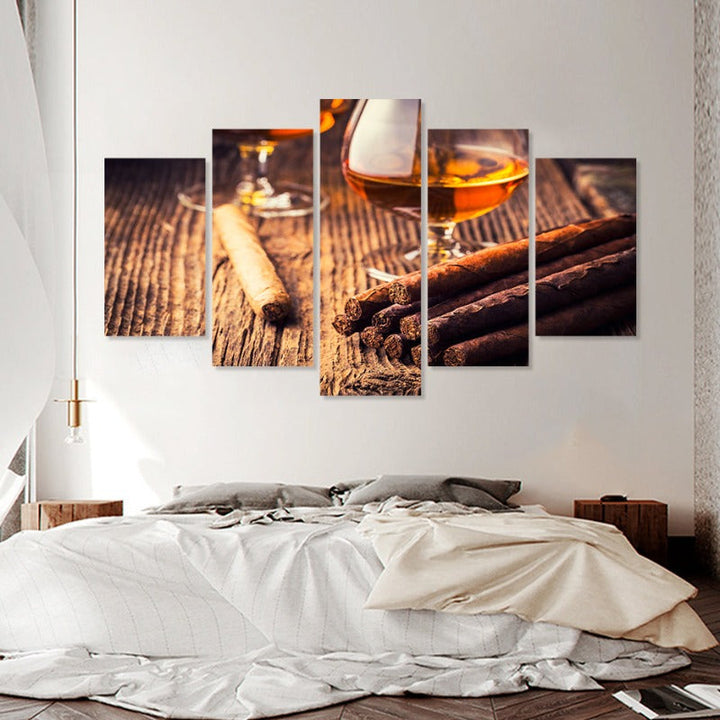 5 Piece Beautiful Brown Abstract - Canvas Wall Art Painting | Bowlift