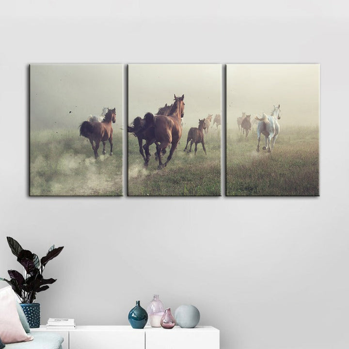 Running Horses-Canvas Wall Art Painting 3 Pieces | Bowlift