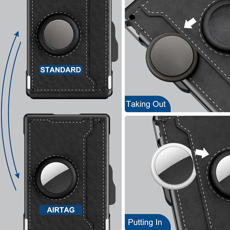 BowLift | Men's Business Style PU Leather Card Slots for AirTag