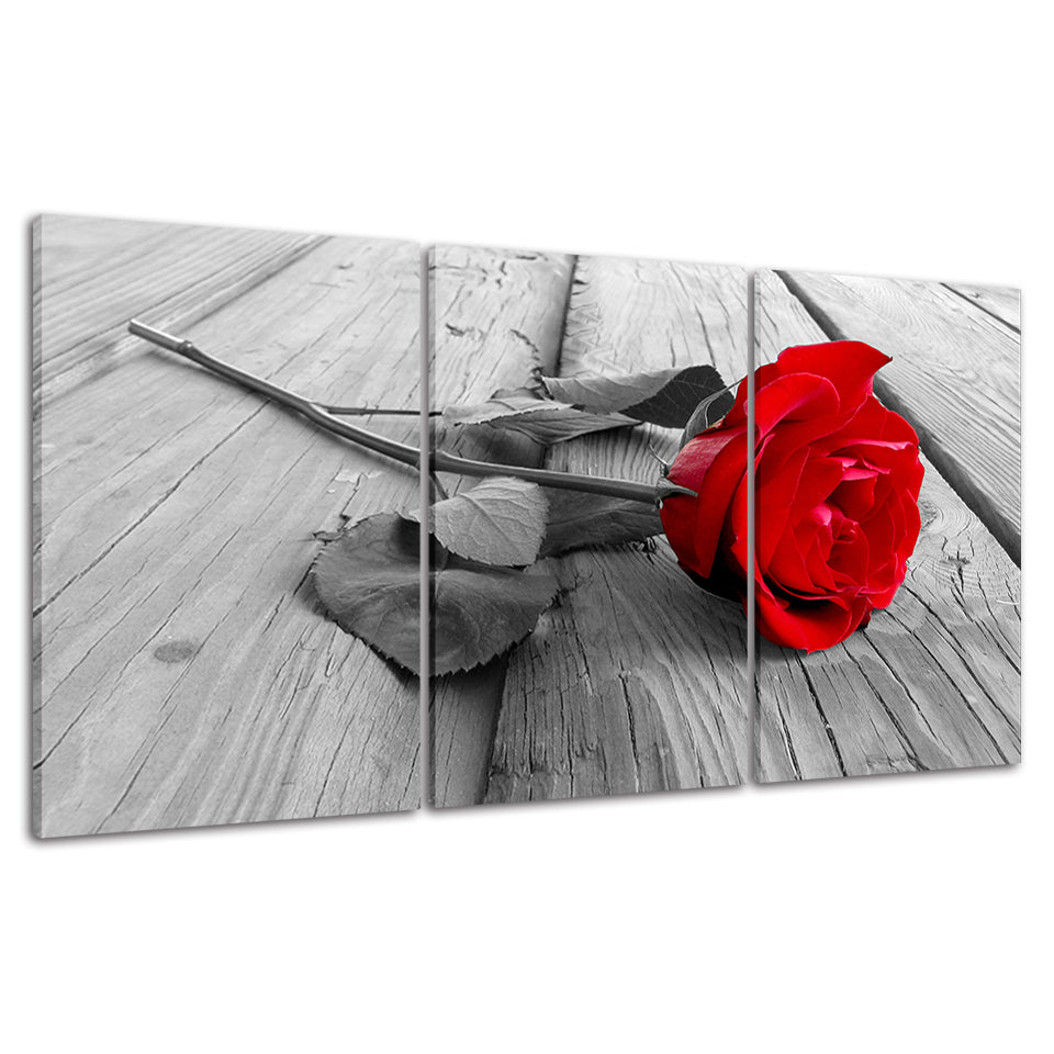 Lonely Rose 3 Piece - Canvas Wall Art Painting | Bowlift