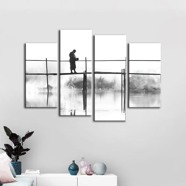 4 Piece Water Bridge - Canvas Wall Art Painting | Bowlift