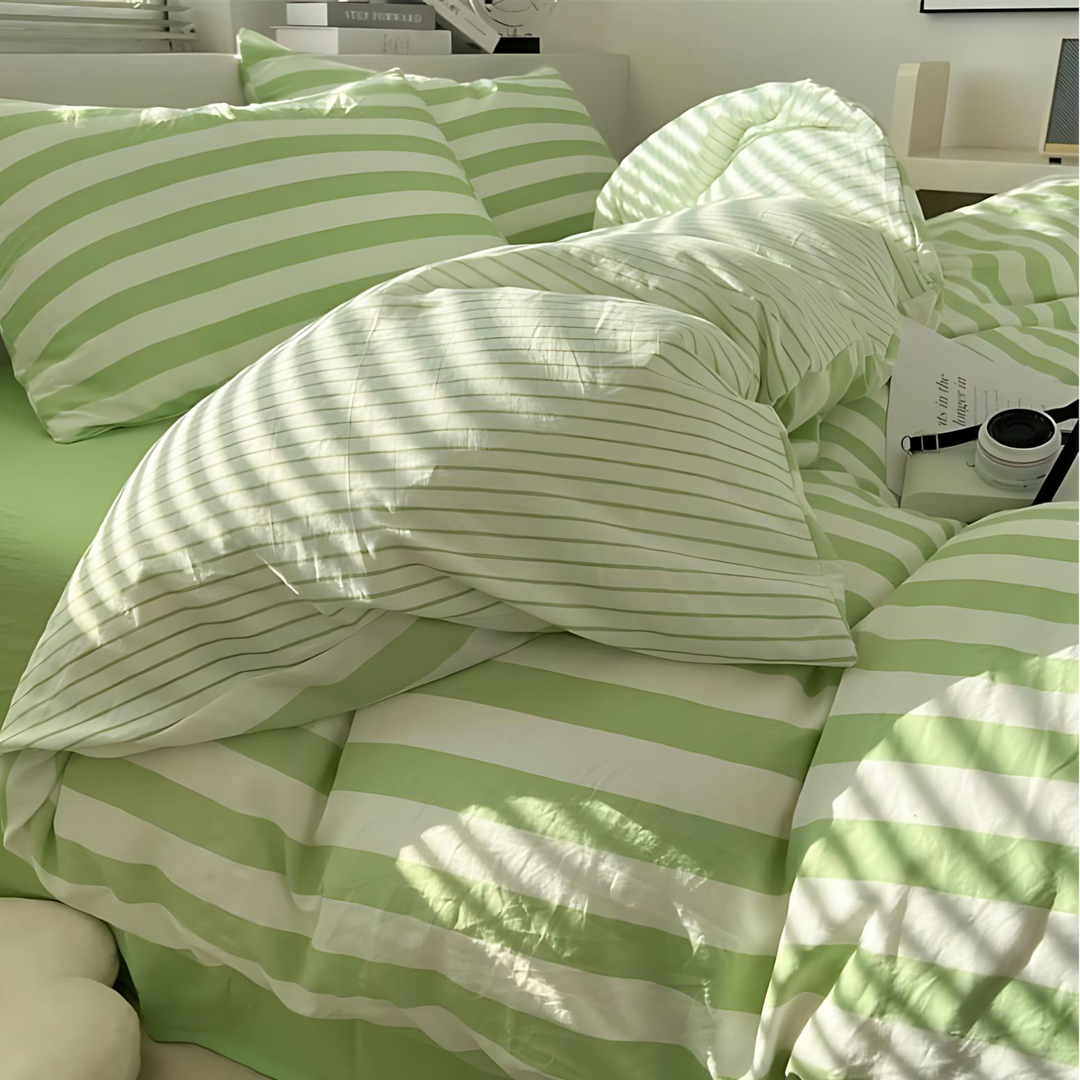 BowLift | Elenorra Classic Striped Bedding Set 4pcs Duvet Cover Sheet