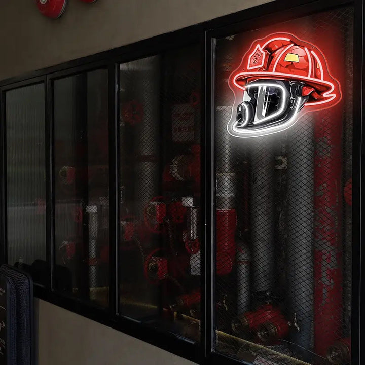 BowLift | Firefighter Helmet Neon Sign