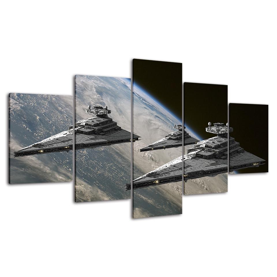 Ships In Space - Canvas Wall Art Painting | Bowlift