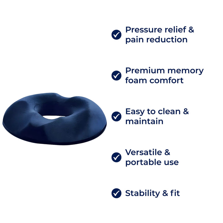 SitRelief | Donut Seat Cushion – Tailbone & Haemorrhoid Relief – Memory Foam – Washable Cover – Office, Travel, Postpartum Use Bowlift