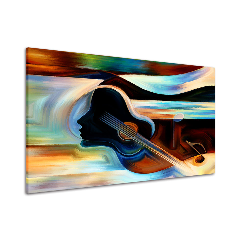 Guitar Lady - Canvas Wall Art Painting | Bowlift