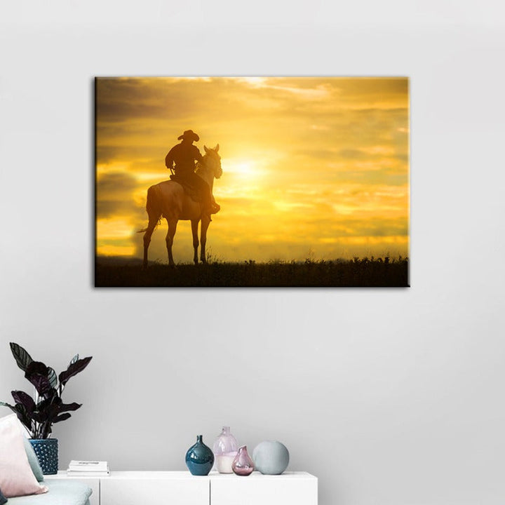 A Cowboy And His Steed - Canvas Wall Art Painting | Bowlift