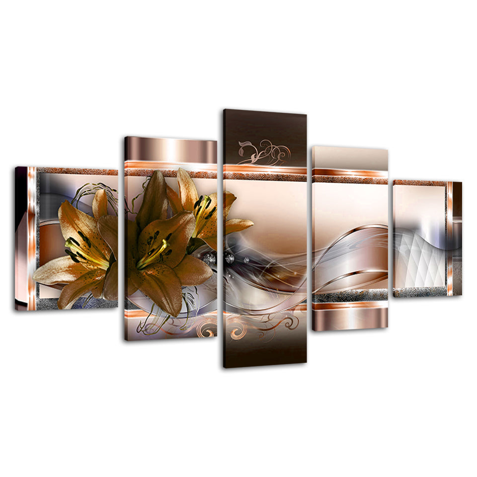 Crisp Orange Lilies 5 Piece - Canvas Wall Art Painting | Bowlift