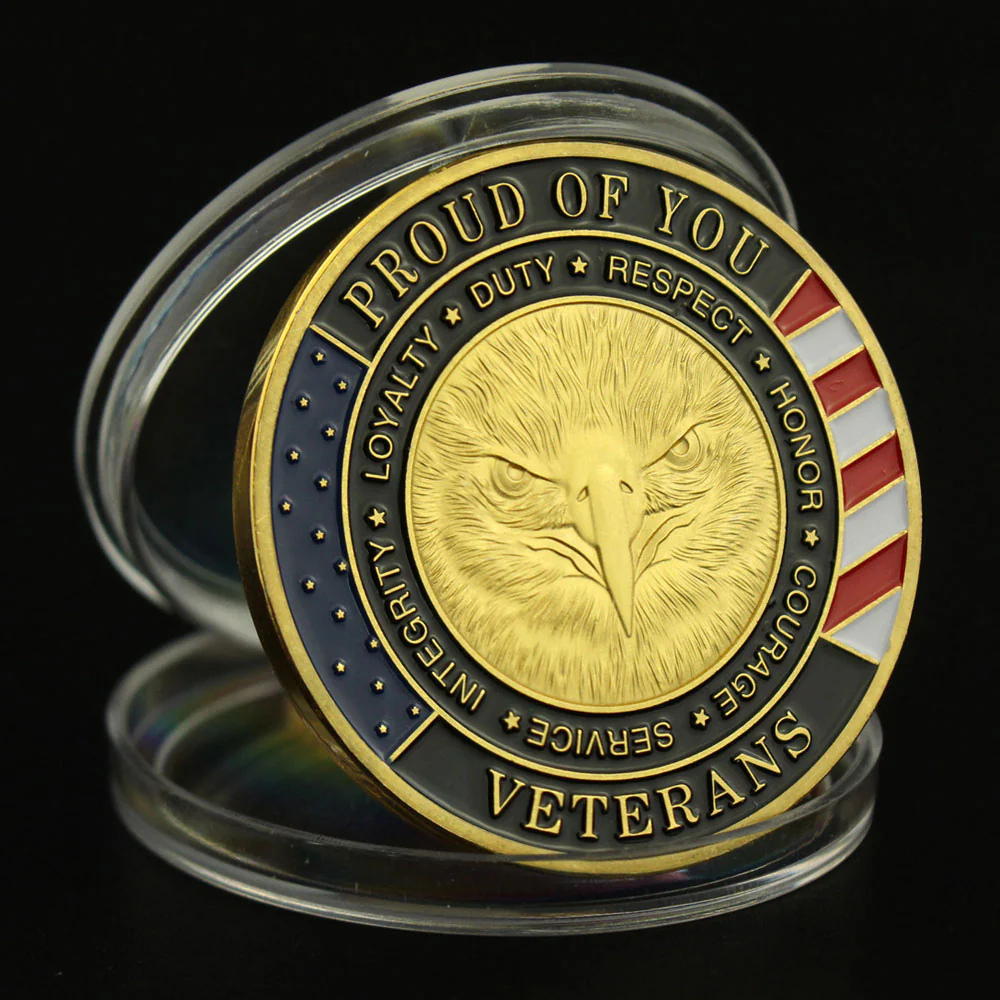 BowLift | Veterans Day Coin Set Gold Silver Plated Military Challenge Coins Gift
