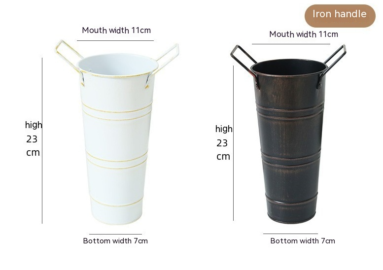 BowLift | Retro Iron Flower Bucket with Handles – Decorative Metal Flower Pot for Home