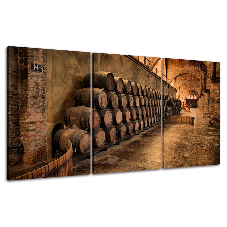 Rustic Barrels 3 Piece - Canvas Wall Art Painting | Bowlift