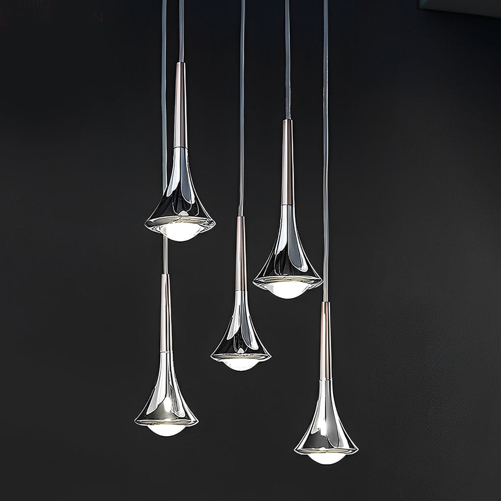 Modern LED Pendant Light in Water Drop Shape – AdjustaBowlifte Metal Chandelier for Living Room, Bedroom, and Dining Room | Bowlift