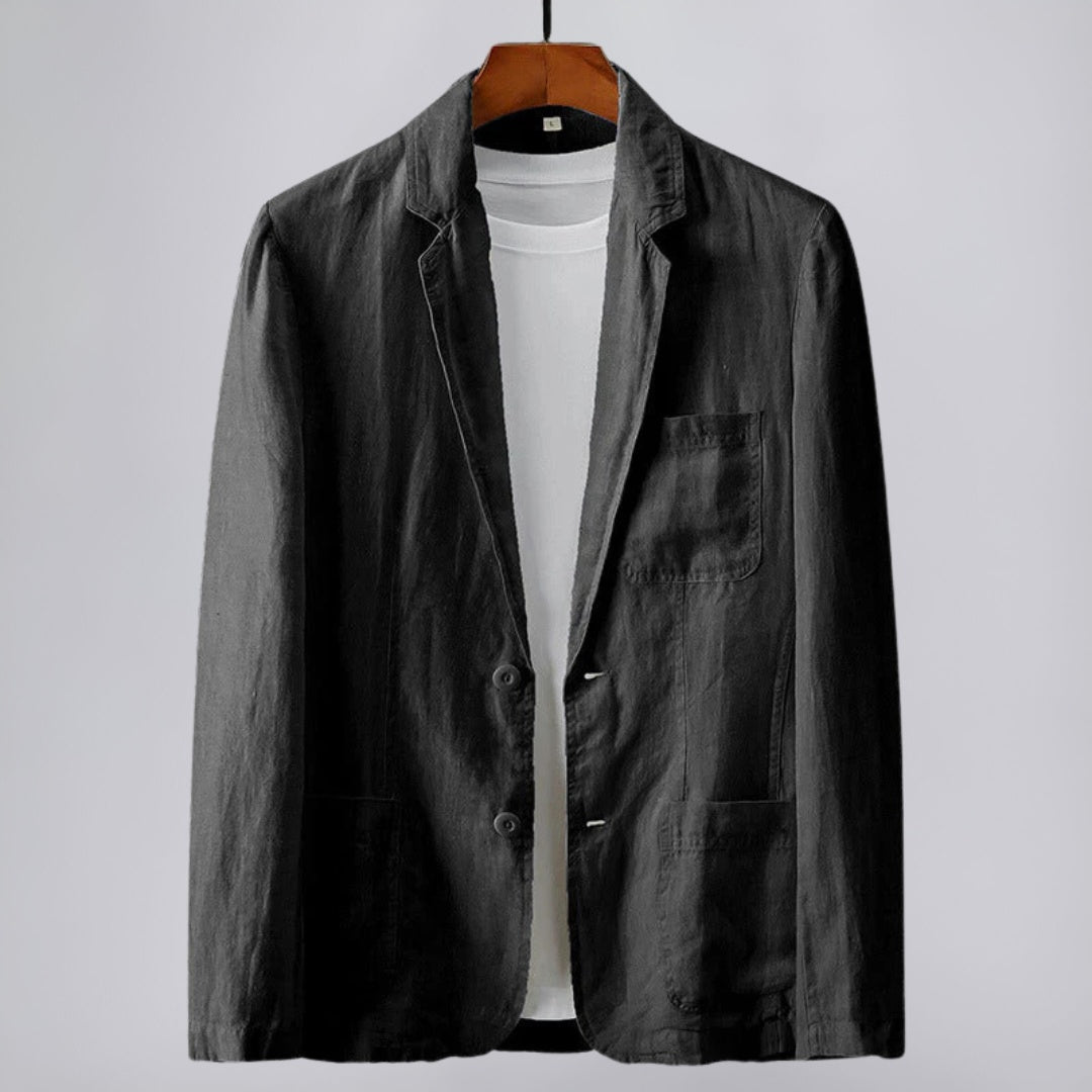 Linen Blazer with Classic Detailing