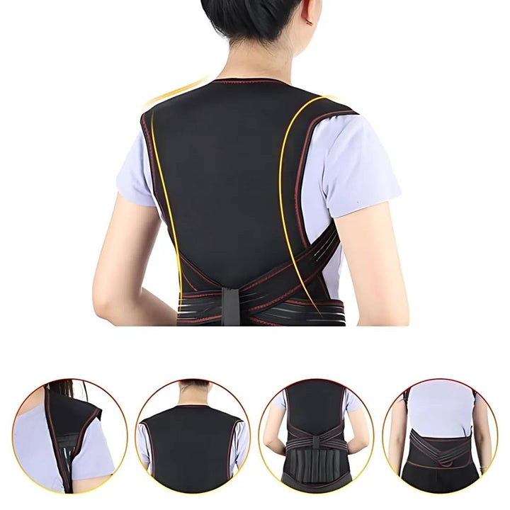 MagniTherm Self-Heating Back Support | Adjustable Heated Posture Corrector - Back Pain Relief - Posture Improvement Bowlift