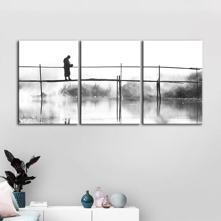 Water Bridge-Canvas Wall Art Painting 3 Pieces | Bowlift