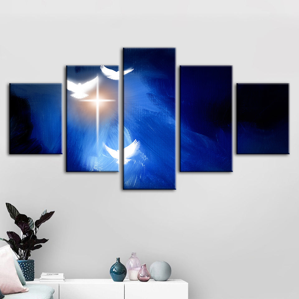 Shining Doves 5 Piece - Canvas Wall Art Painting | Bowlift
