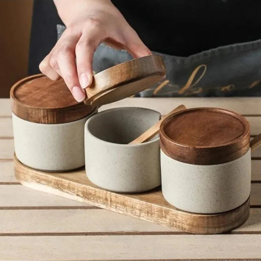 BowLift | Rustic Ceramic Seasoning Jar Set