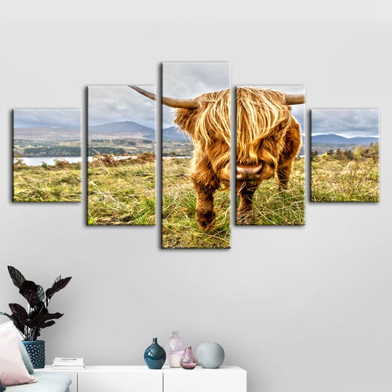 5 Piece Wild Cow - Canvas Wall Art Painting | Bowlift