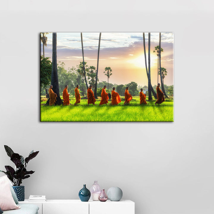 Relaxing Monks- Canvas Wall Art Painting | Bowlift