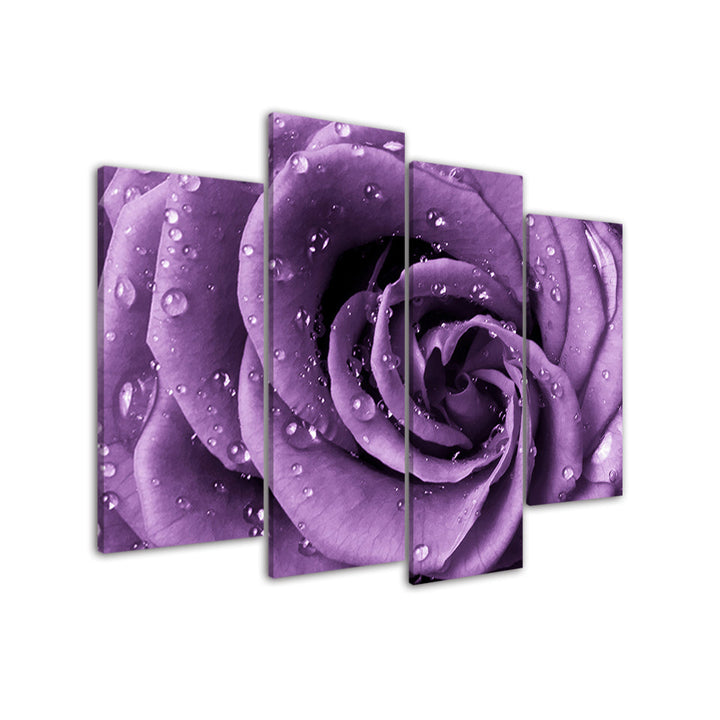 Purple Rose Droplets - Canvas Wall Art Painting | Bowlift
