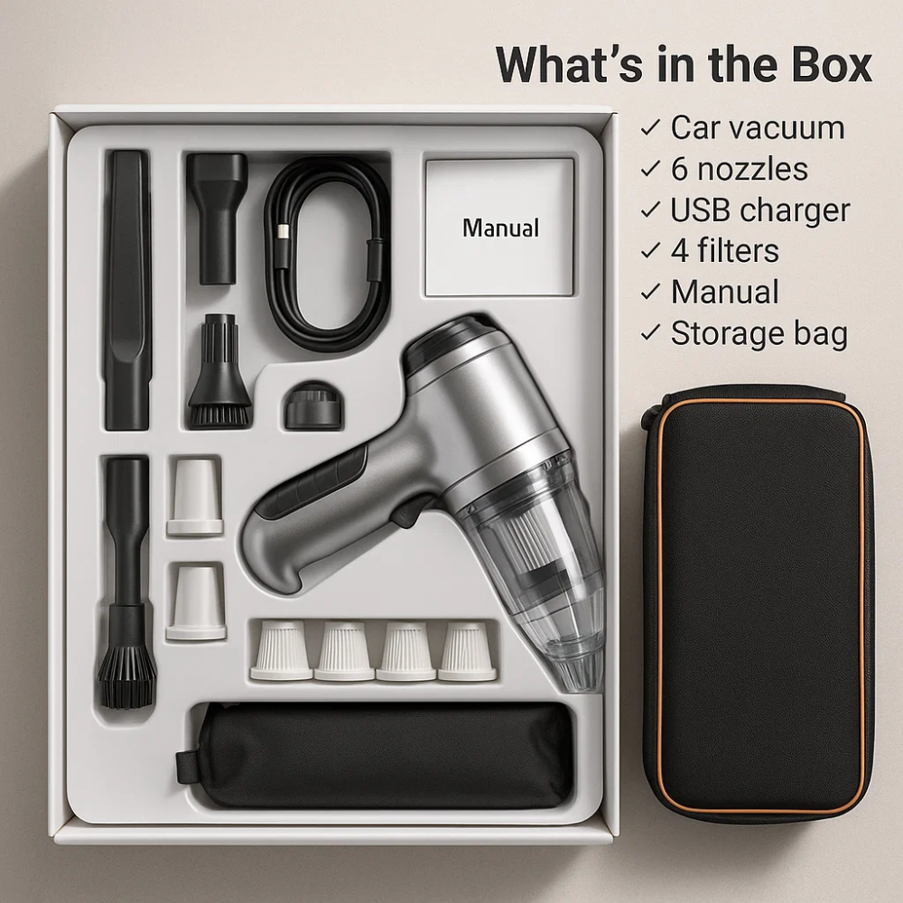 BowLift | Car Vacuum Cleaner - Powerful and Compact Car Vac for Quick Cleaning