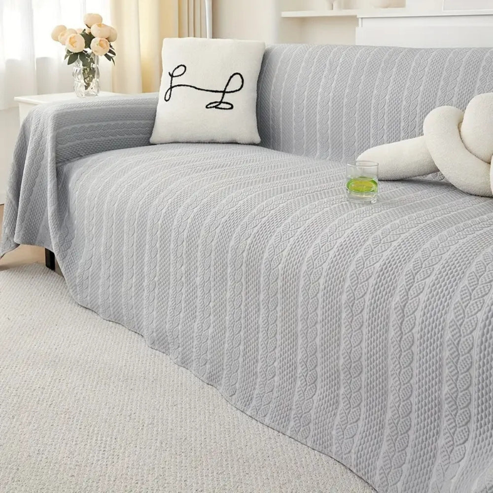 BowLift | Tranquil Plush Leaf Sofa Cover