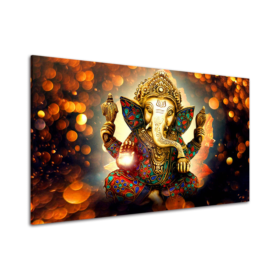 Hindu Lord Ganesha - Canvas Wall Art Painting | Bowlift