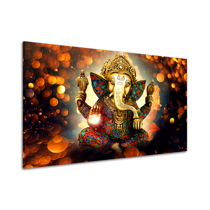 Hindu Lord Ganesha - Canvas Wall Art Painting | Bowlift