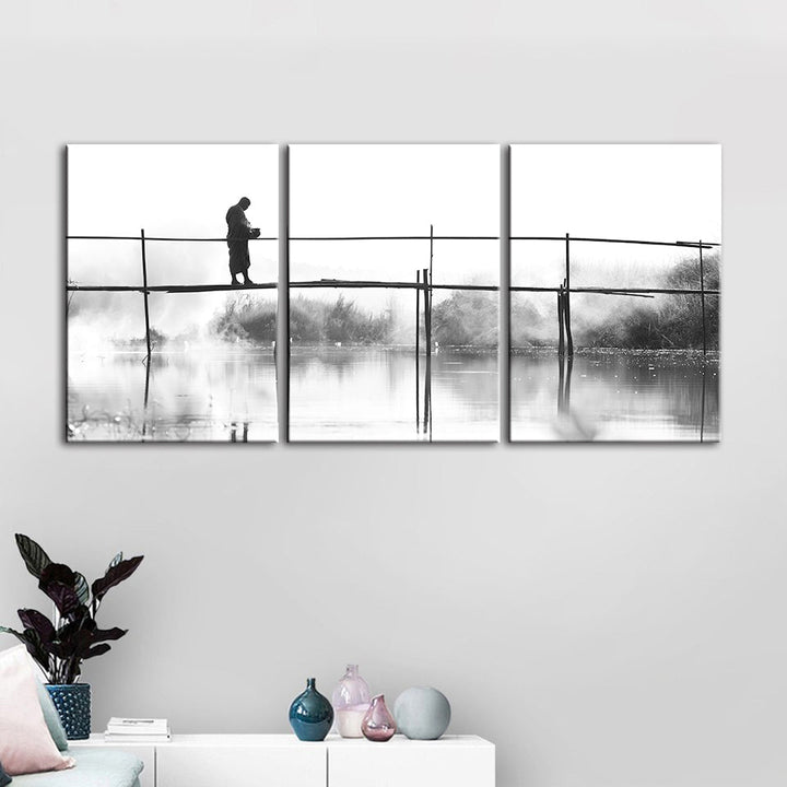Bridge Walking 3 Piece - Canvas Wall Art Painting | Bowlift
