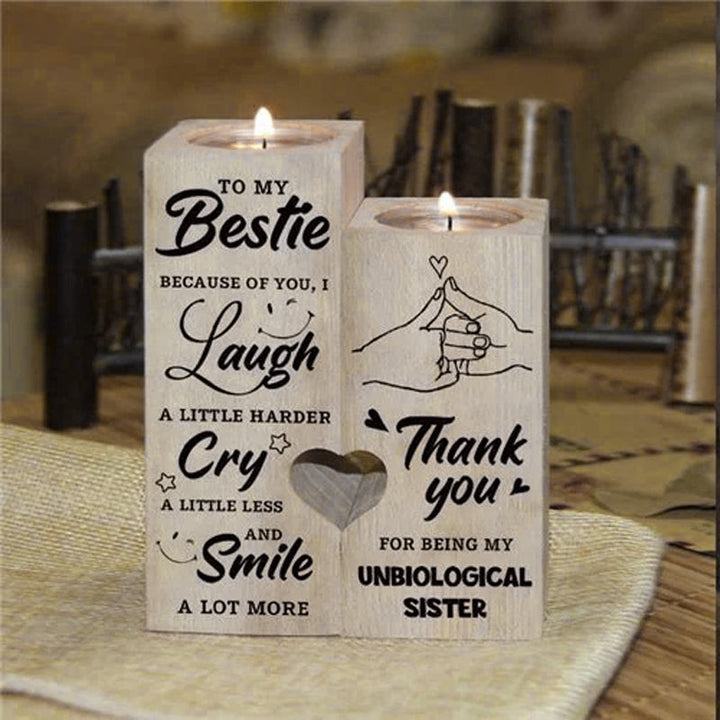 Smile A Lot More - Wooden Candle Holder with Candle Gift for Your Loved Ones | Bowlift