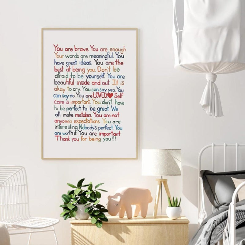 You Are Enough Loved Inspirational Posters Canvas Painting Wall | Bowlift