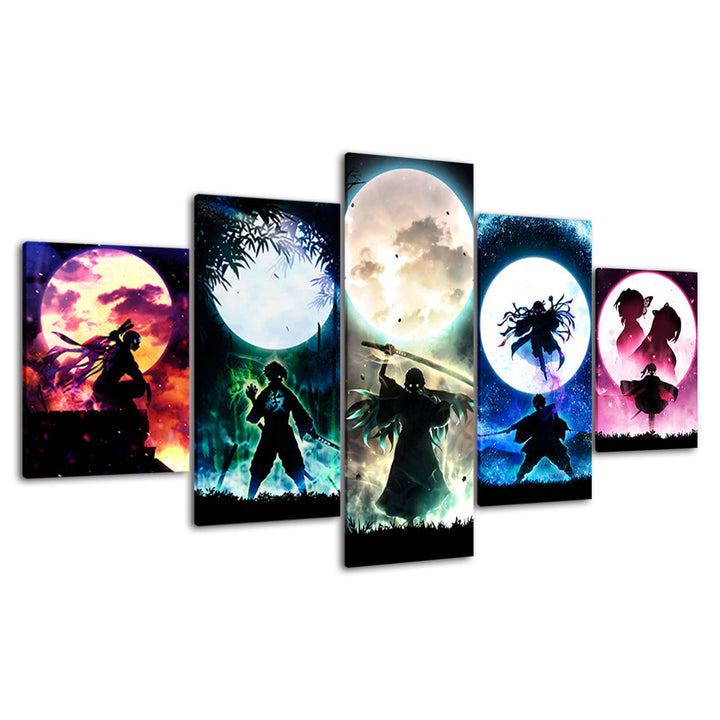 Demon Slayer - 5 Piece Canvas Wall Art Painting - Stunning Anime Inspired Design | Bowlift