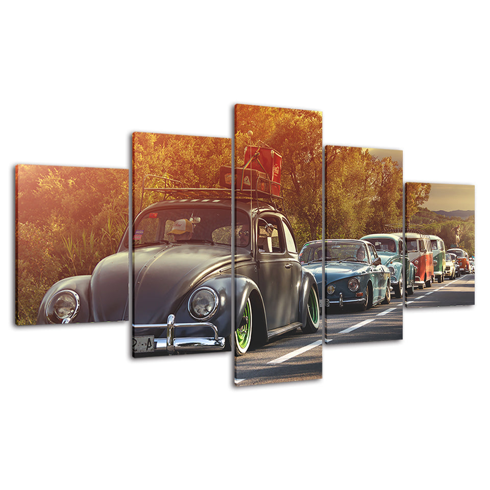 Row Of Cars 5 Piece - Canvas Wall Art Painting | Bowlift