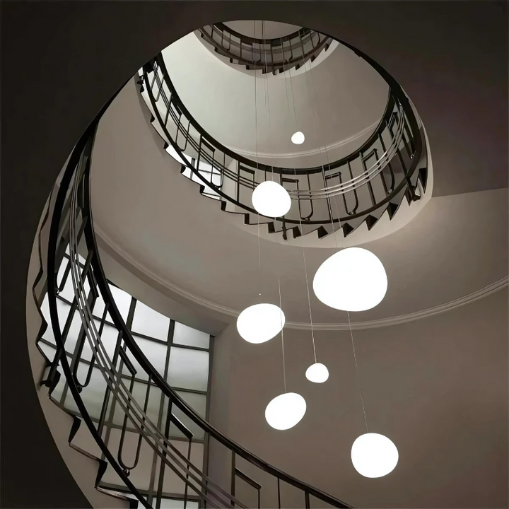 BowLift | GloStone | Elegant Glass Pebble Pendant Light