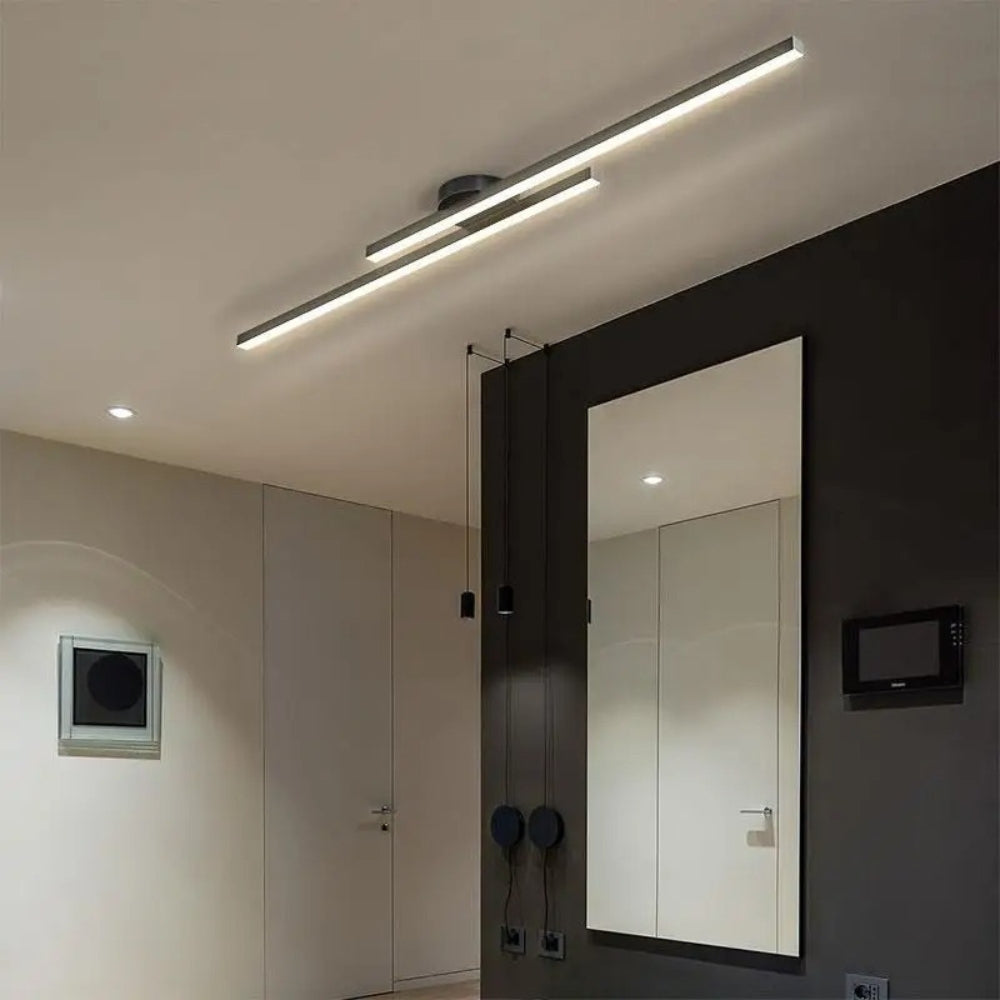 BowLift | Minimalist Modern Hallway Lights – Long Strip Linear Ceiling Lamp, Close-to-Ceiling Chandelier, Remote Dimmable for Home Interiors