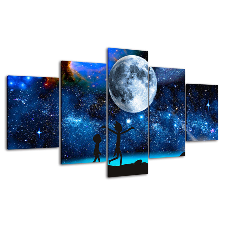 The Moon In The Galaxy   Canvas Wall Art Painting | Bowlift