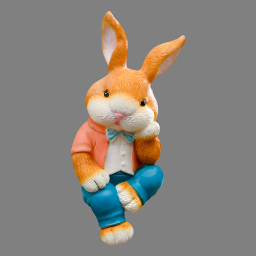 Sitting rabbit sculpture for playful and modern desk or shelf decoration Bowlift