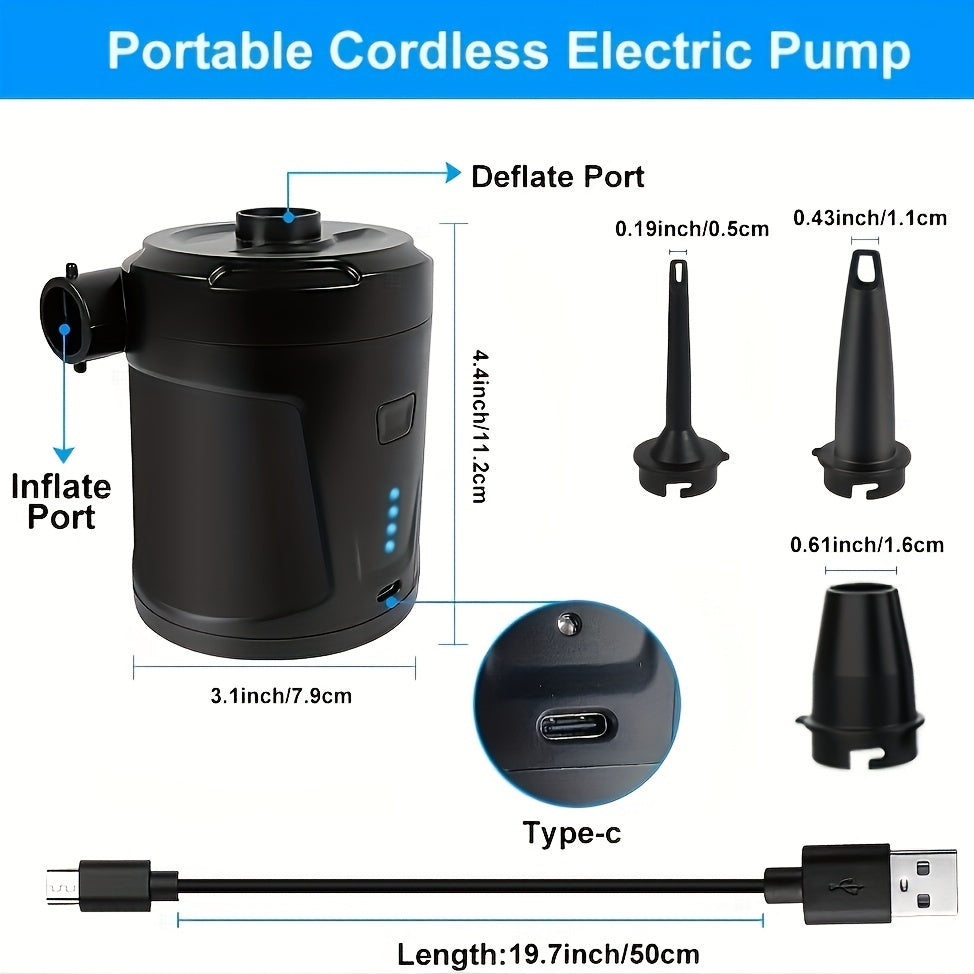 BowLift | Rechargeable Wireless Mini Electric Air Pump - Lightweight USB Pump for Outdoor Use, Inflates Air Mattresses and More