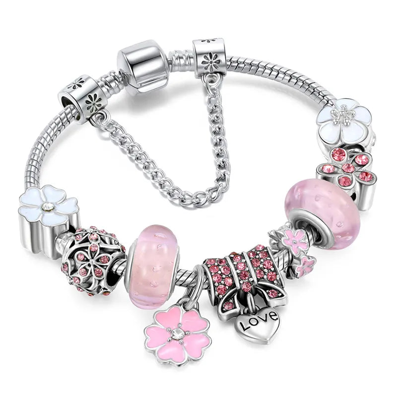 CharmBracelet 925 - Elegant Silver Bracelet with Floral Bowlift