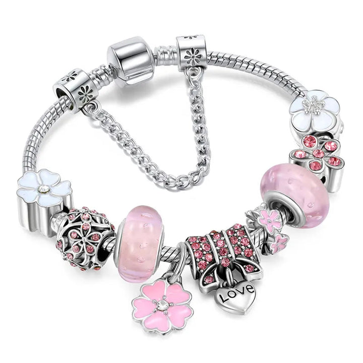 CharmBracelet 925 - Elegant Silver Bracelet with Floral Bowlift