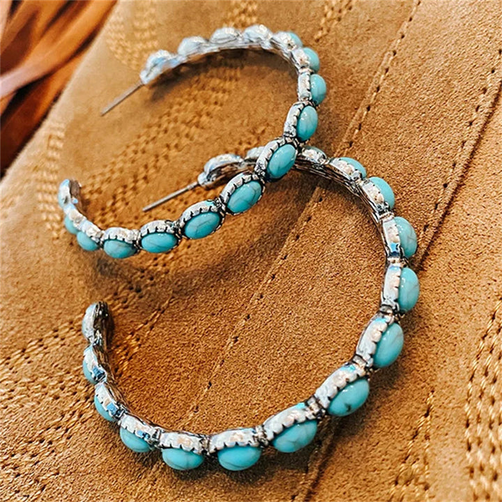 BowLift | Vintage C-Shaped Turquoise Hoop Earrings