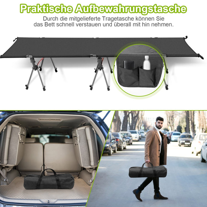 Folding Bed Black Camping Bed Height Adjustable | Bowlift