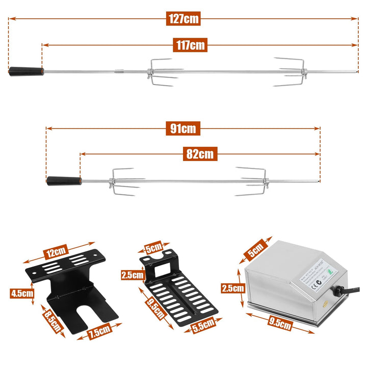 BBQ Grill Skewer Stainless Steel Motor 4x Meat Needle | Bowlift