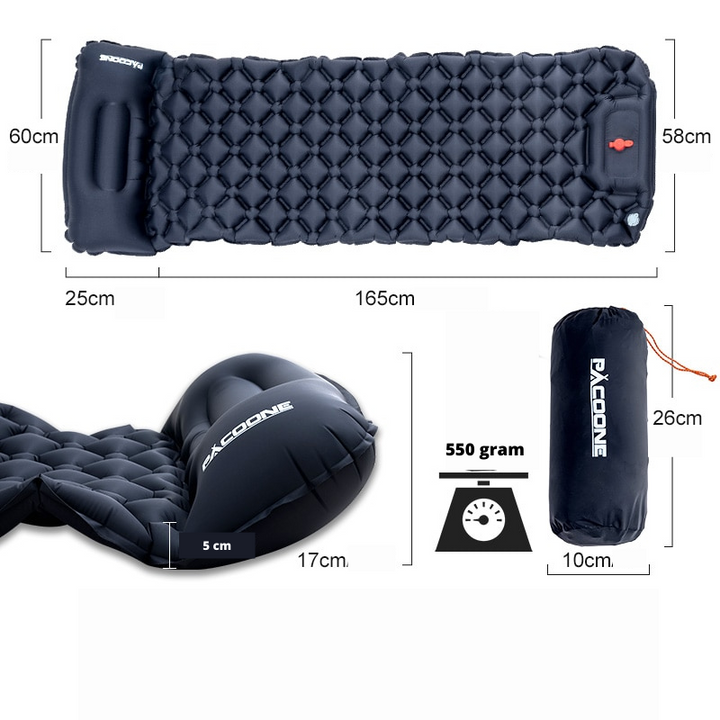 Compact sleeping mat with integrated pillow | Bowlift