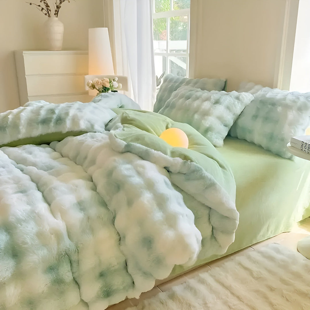 Cozy Plush Bedding Set – Warm and Soft for Autumn & Winter | ReversiBowlifte Design in Rabbit Fur & Milk Velvet | Bowlift