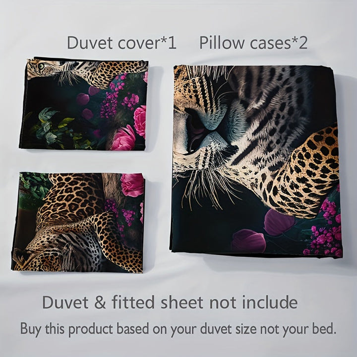 BowLift | Luxurious Animal Print Bedding Set with Rose Pattern - 3-piece