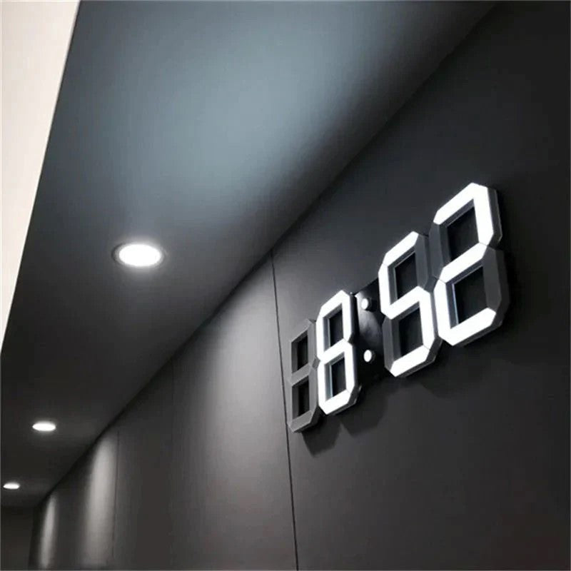 BowLift | PixelTime Clock – Modern 3D LED Digital Wall Clock with Temperature, Date & Alarm