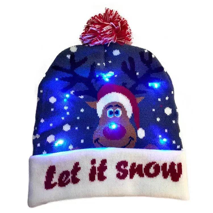 BowLift | LED Christmas Hat Sweater Knitted Beanie Christmas Light Up Knitted Hat Christmas Gift  Kids Xmas New Year Decorations